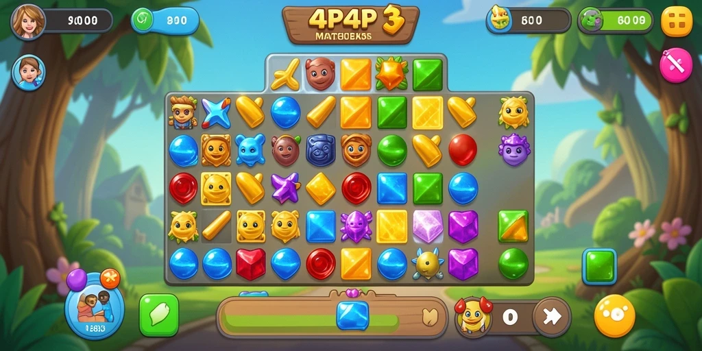 Tampilan gameplay seru dari 4P4P dengan berbagai tantangan Match-3.