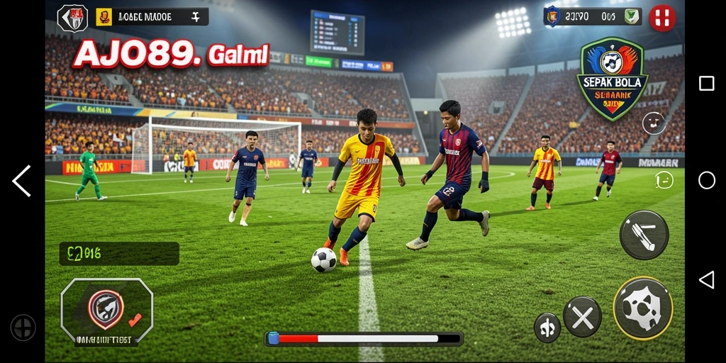 Gameplay AJO89 yang seru dalam pertandingan sepak bola.