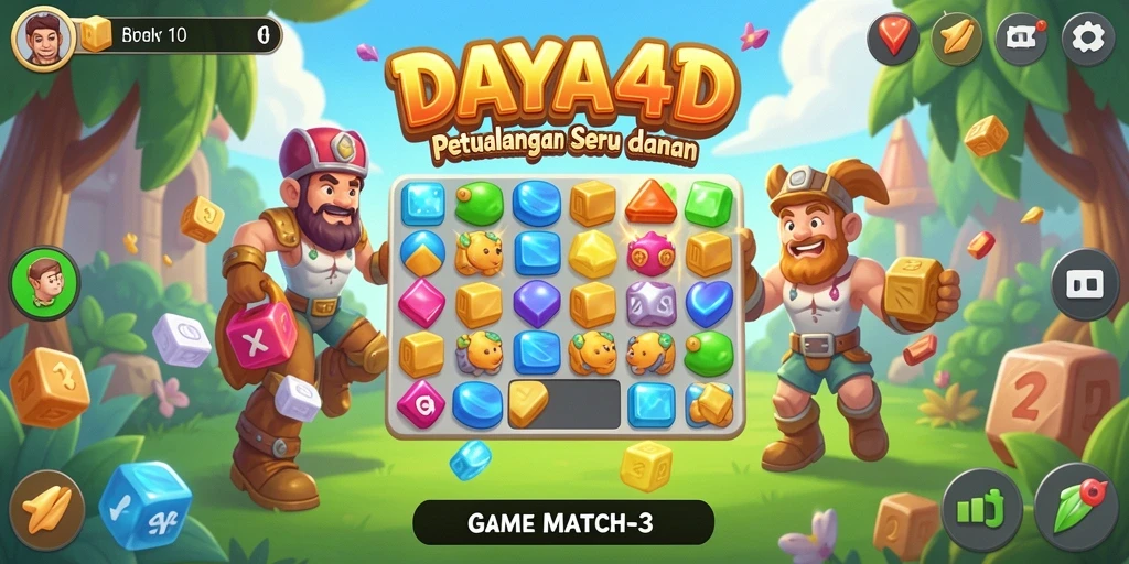 Gambaran seru gameplay Match-3 dalam DAYA4D.
