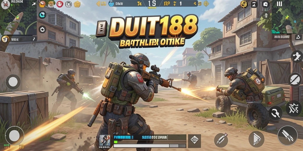 Gameplay intens dalam <strong>DUIT188</strong> di medan perang Battle Royale.