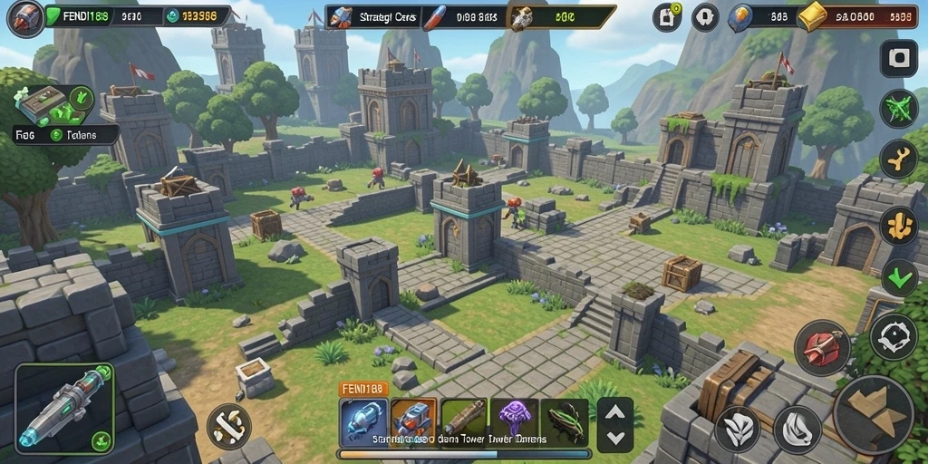 Tampilan menawan dari gameplay strategis Tower Defense FENDI188.