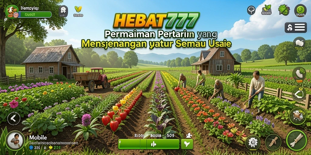 Tampilan gameplay HEBAT777 dengan berbagai tanaman dan hewan.