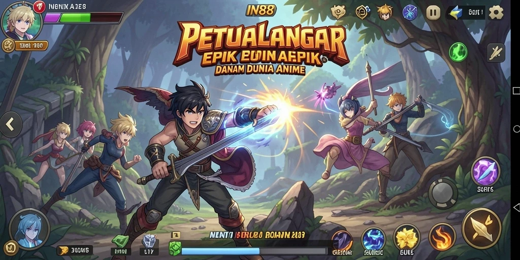 Tampilan gameplay seru di dunia anime yang memukau.