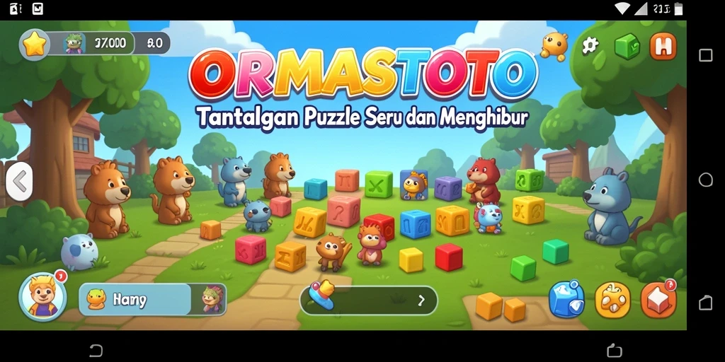 Tampilan gameplay seru ORMASTOTO dengan teka-teki menarik.