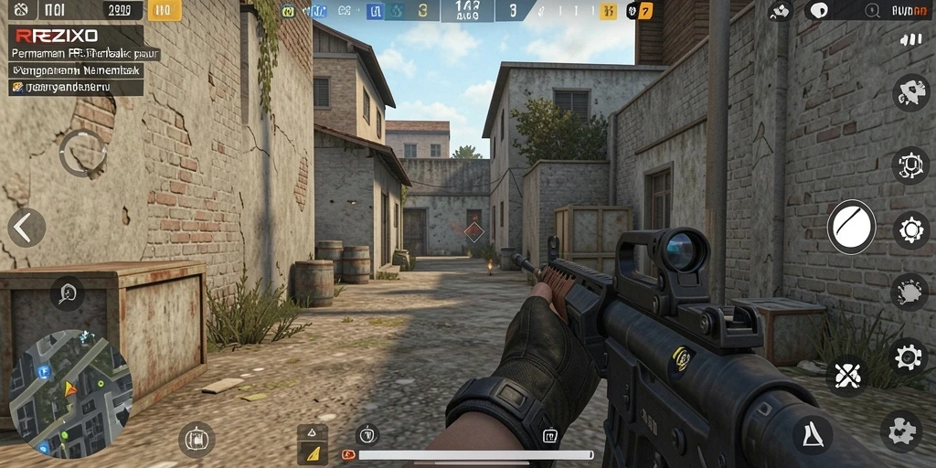 Screenshot utama REZIXO menampilkan aksi mendebarkan dalam gameplay FPS.