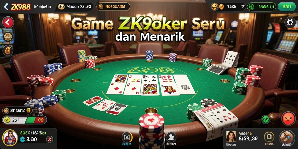 Tampilan utama ZK988 dengan gameplay Poker yang seru dan interaktif.